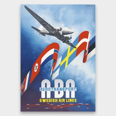 Vintagejuliste Matkailu Swedish Airlines 42×60-2