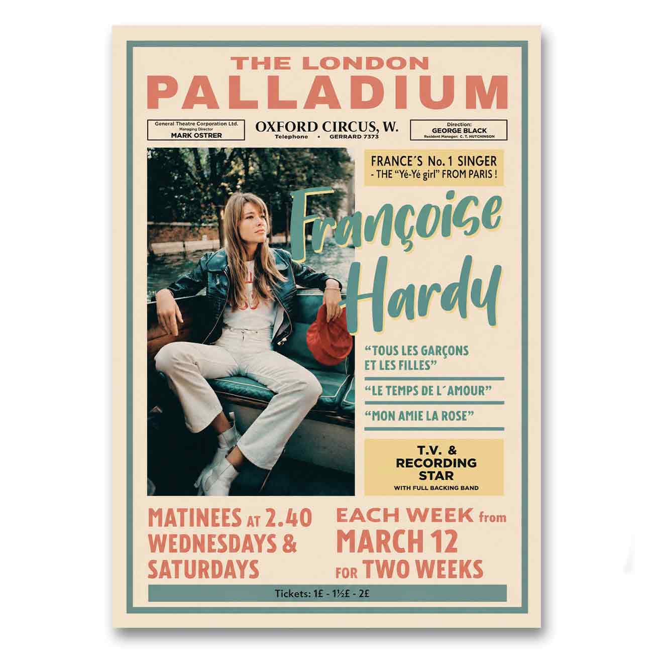 Juliste musiikki francoise hardy LÖ 40×55 50×70-5a