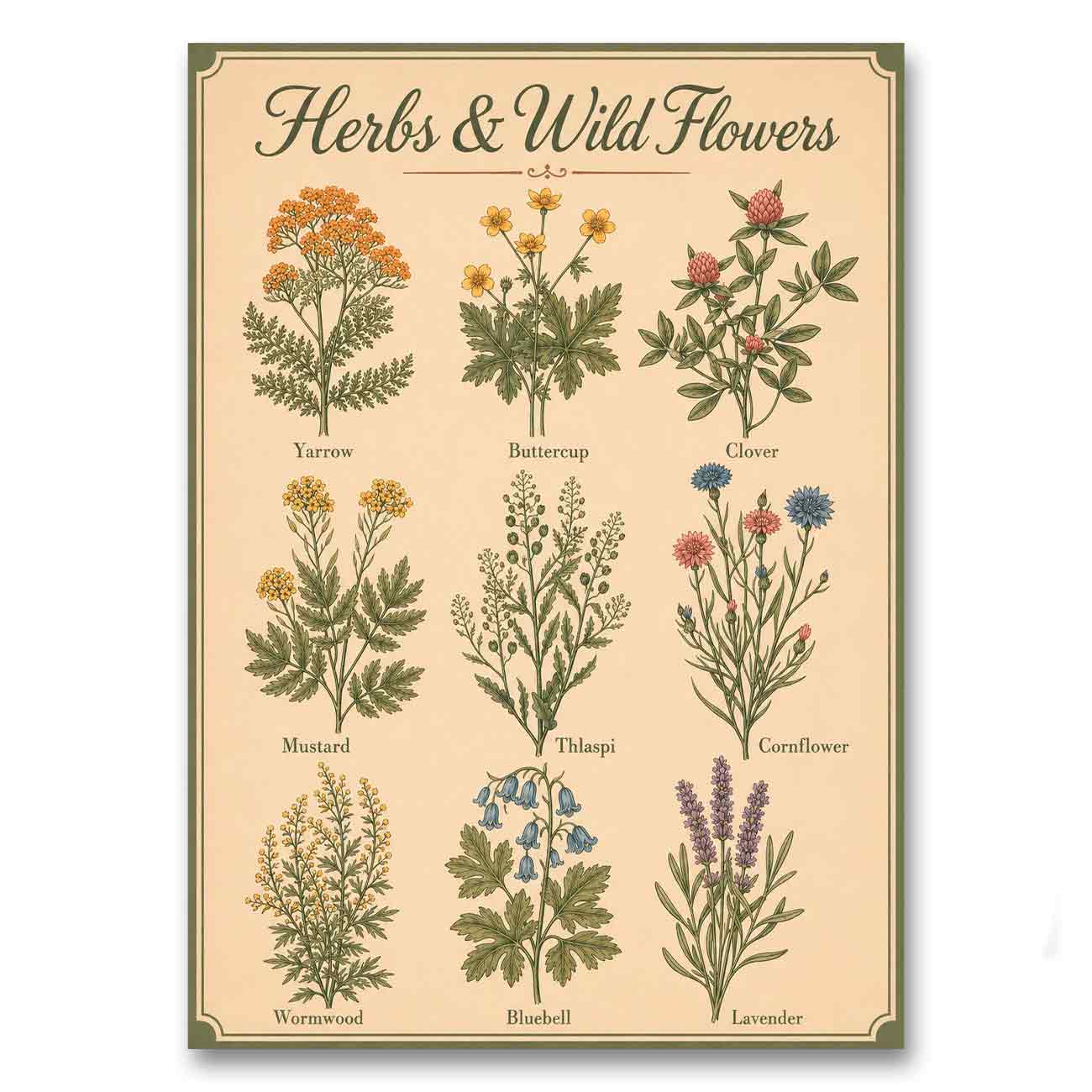 Juliste herbs and wild flowers LÖ 40×55 50×70-1a