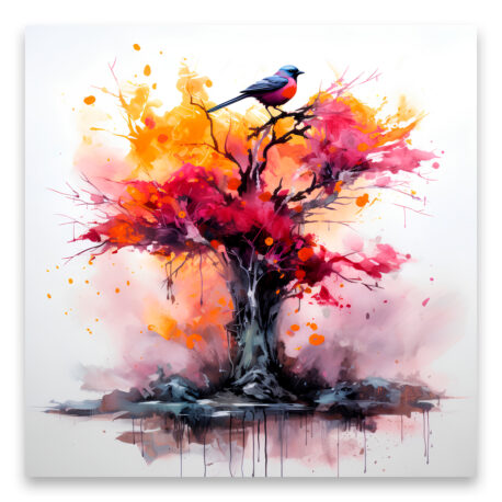 Canvastaulu Abstrakti lintu ja puu 70×70 80×80 cm-2