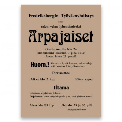 Juliste Arpajaiset (1910)