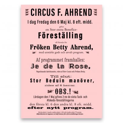 Juliste Circus F.Ahrend (1800-luvun loppupuoli)