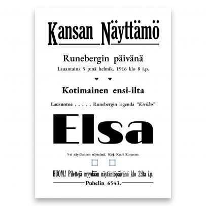 Juliste Kansan Näyttämö - Elsa (1916)