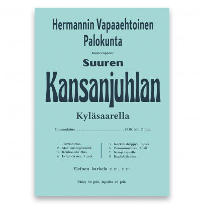 Juliste Hermannin Vapaaehtoinen Palokunta: Suuri Kansanjuhla (1910)