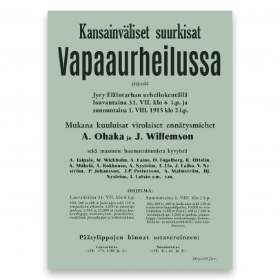 Juliste Kansainväliset suurkisat vapaaurheilussa (1915)