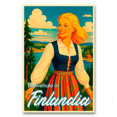 Vintagejuliste Benvenuto in Finlandia