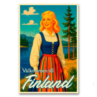 Vintagejuliste Välkommen till Finland