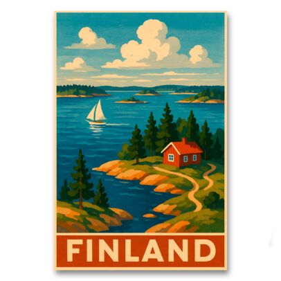 Vintagejuliste Finland - mökkimaisema 2