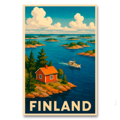 Vintagejuliste Finland - mökkimaisema 1