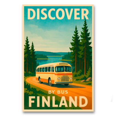 Vintagejuliste Discover Finland by Bus