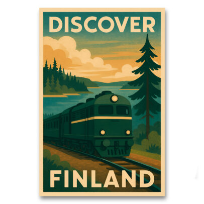 Vintagejuliste Discover Finland juna - kesä