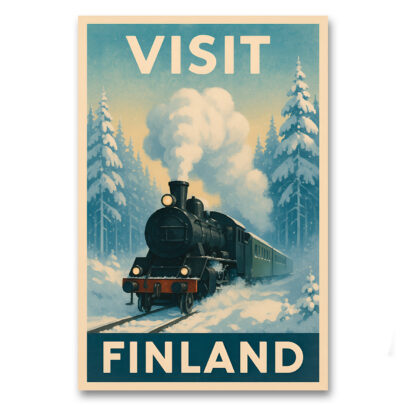 Vintagejuliste Visit Finland juna - talvi