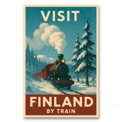Vintagejuliste Visit Finland by Train - talvi
