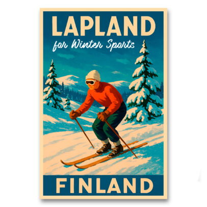 Vintagejuliste Lapland for Winter Sports