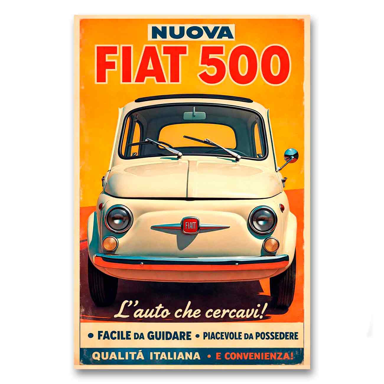 Juliste retro auto Fiat 500 1 50×75-2