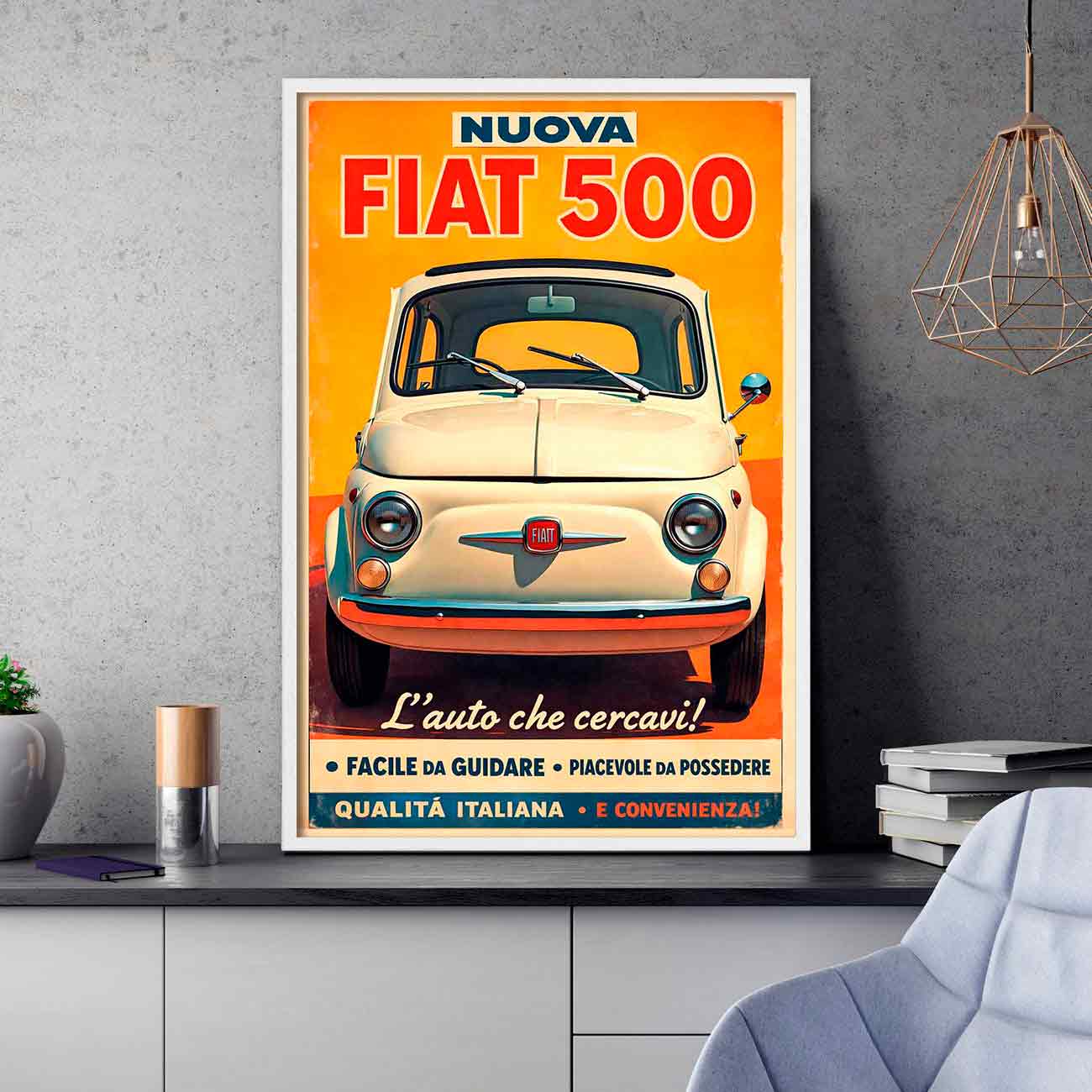 Juliste retro auto Fiat 500 1 50×75-4