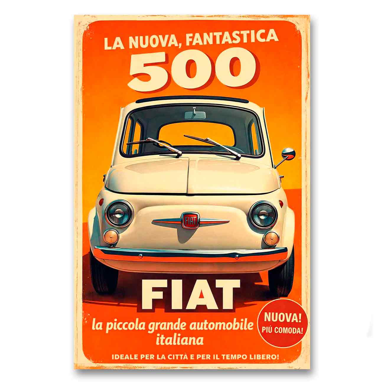 Juliste retro auto Fiat 500 2 50×75-2