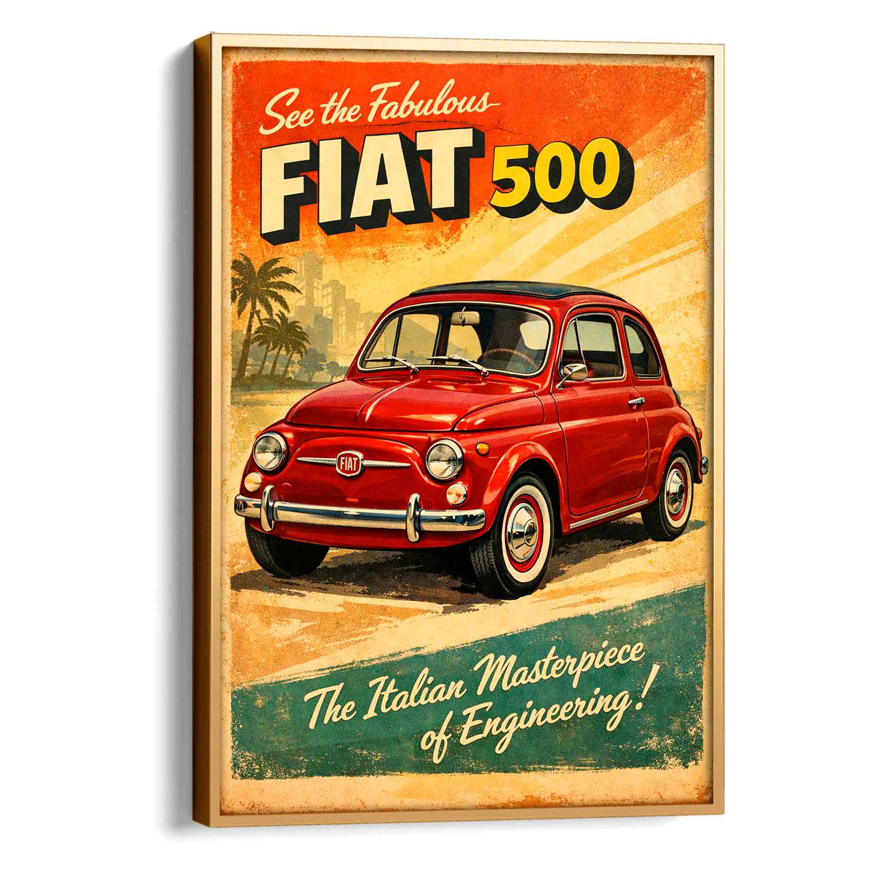 Juliste retro auto Fiat 500 b LÖ 50×75-3