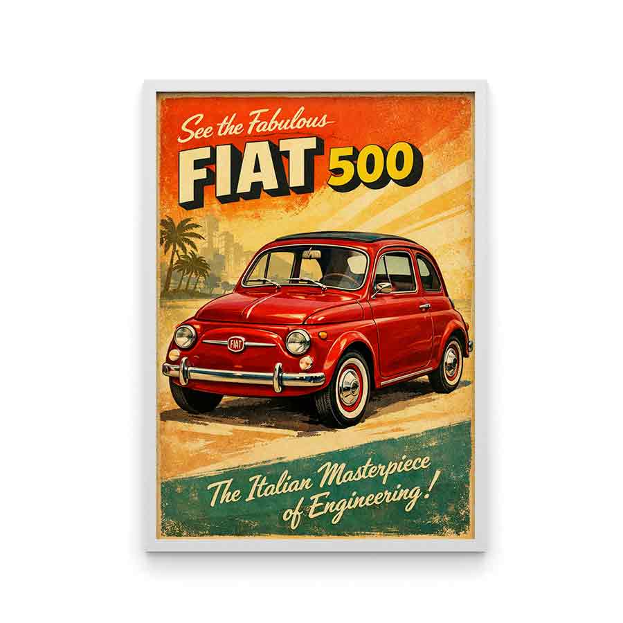 Juliste retro auto Fiat 500 b LÖ 50×75-4