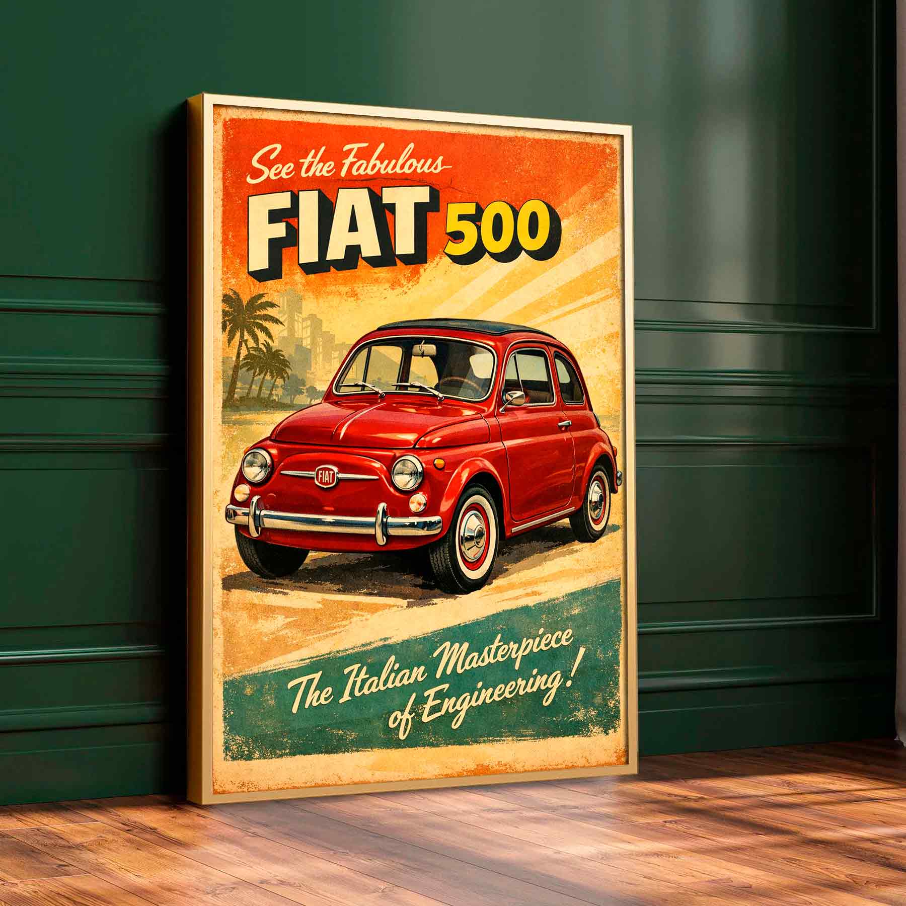 Juliste retro auto Fiat 500 b LÖ 50×75-6