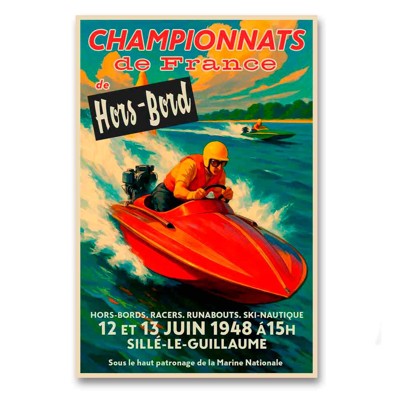 Juliste retro auto Hors Bord Racing LÖ 50×75-2