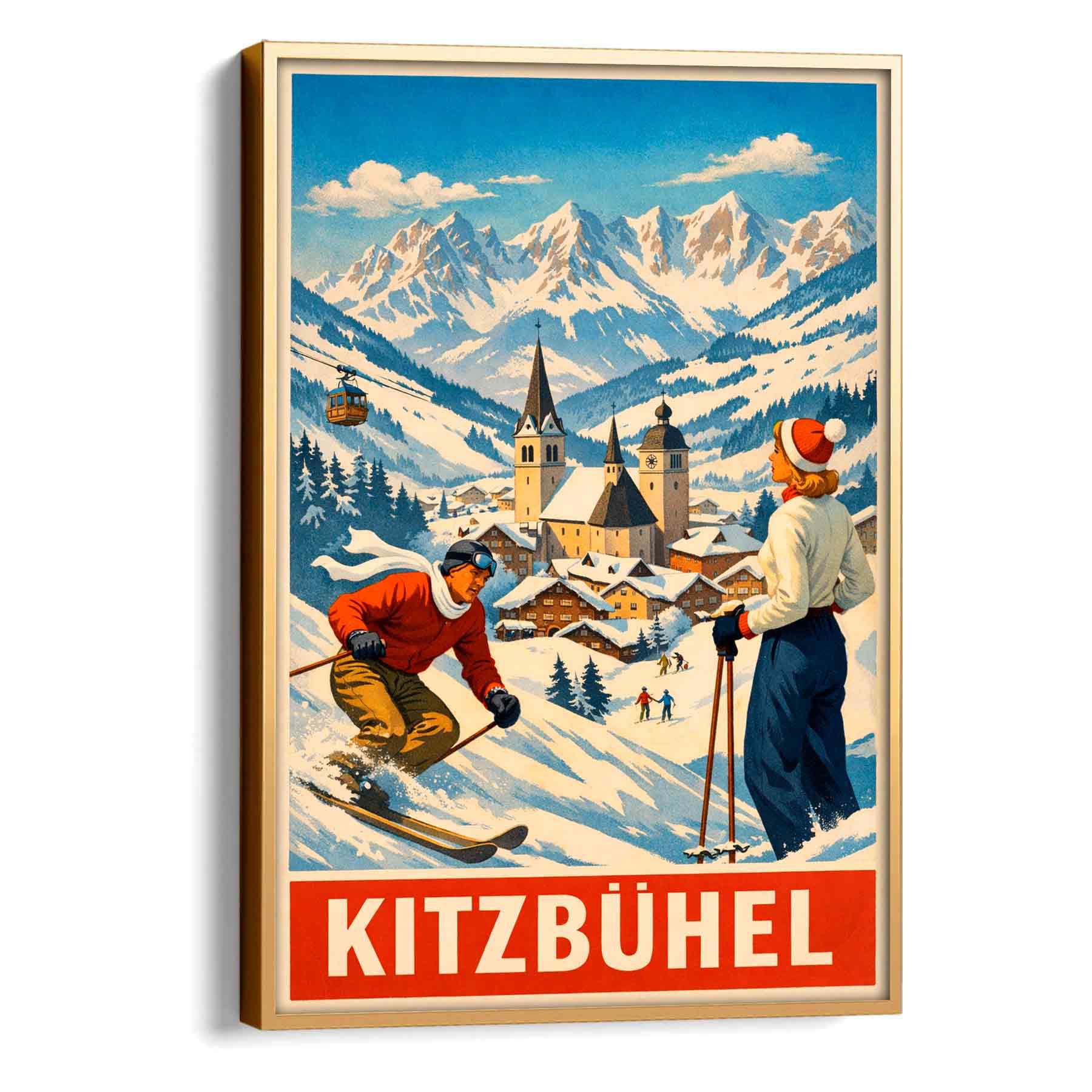 Juliste Vintage Kitzbuhel LÖ 50×75 70×105-5aa