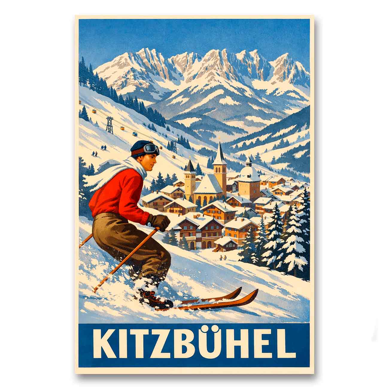 Juliste Vintage Kitzbuhel LÖ 50×75 70×105-6a