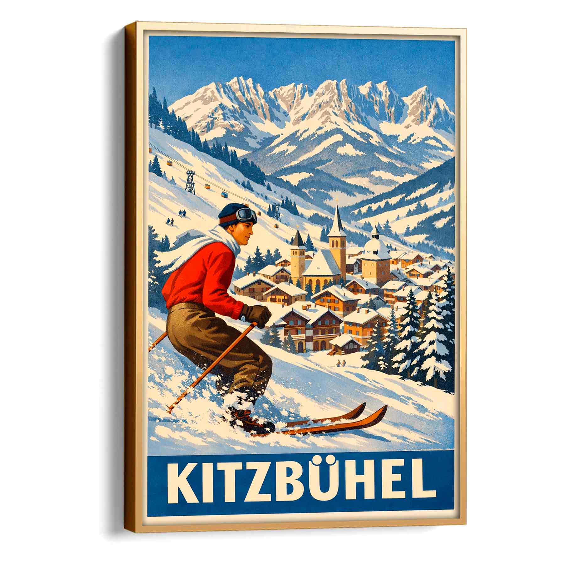 Juliste Vintage Kitzbuhel LÖ 50×75 70×105-6aa