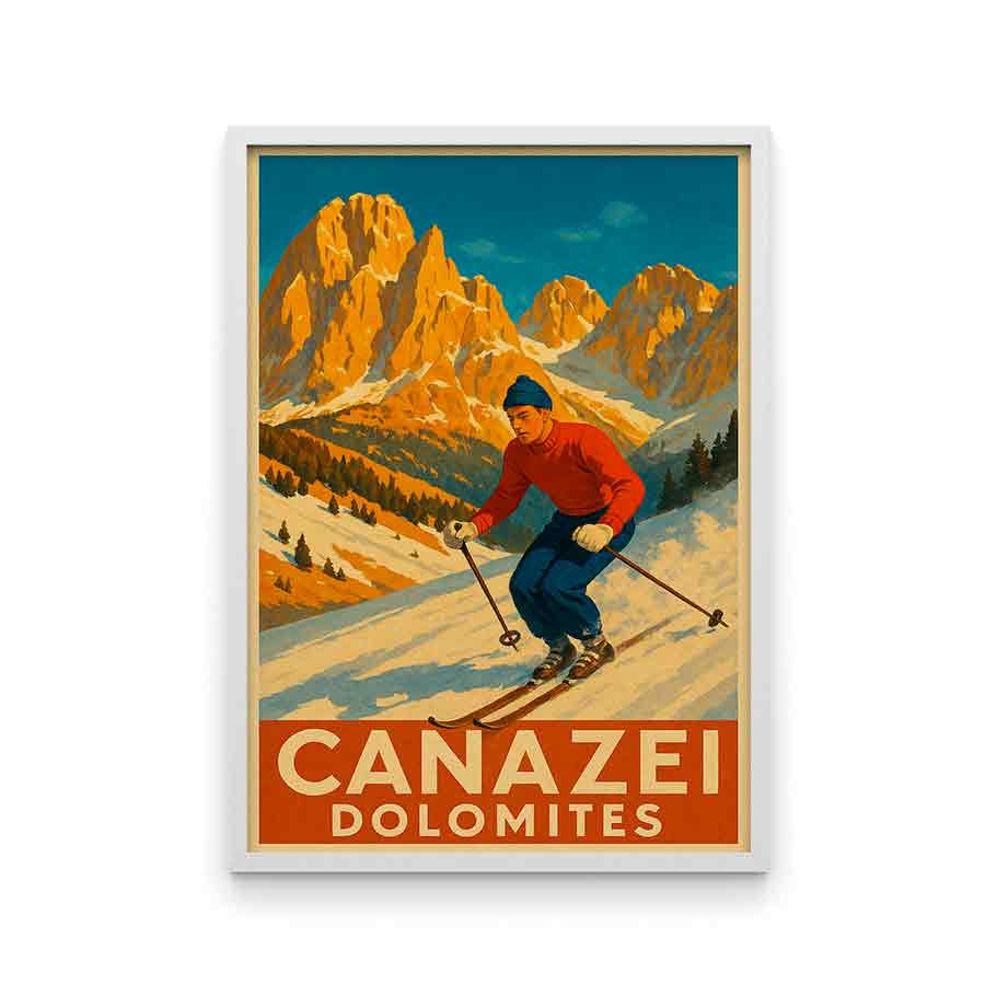 Vintagejuliste Canazei Dolomites 2 50x75aa