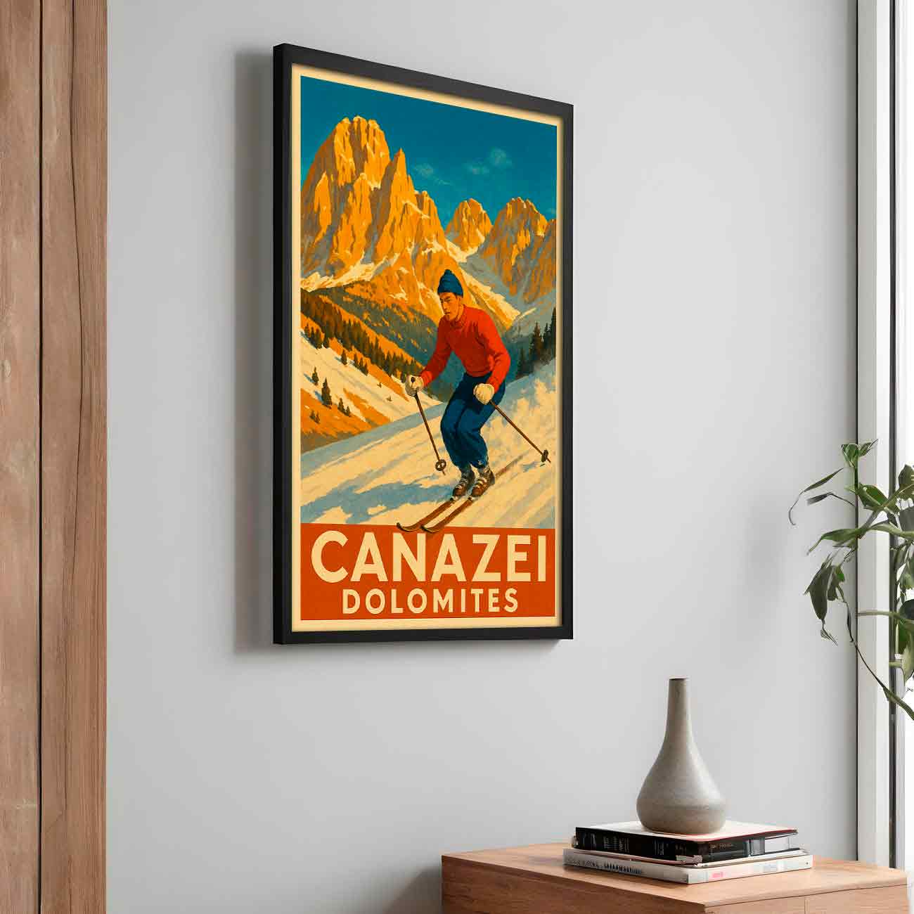 Vintagejuliste Canazei Dolomites 2 50x75aaa