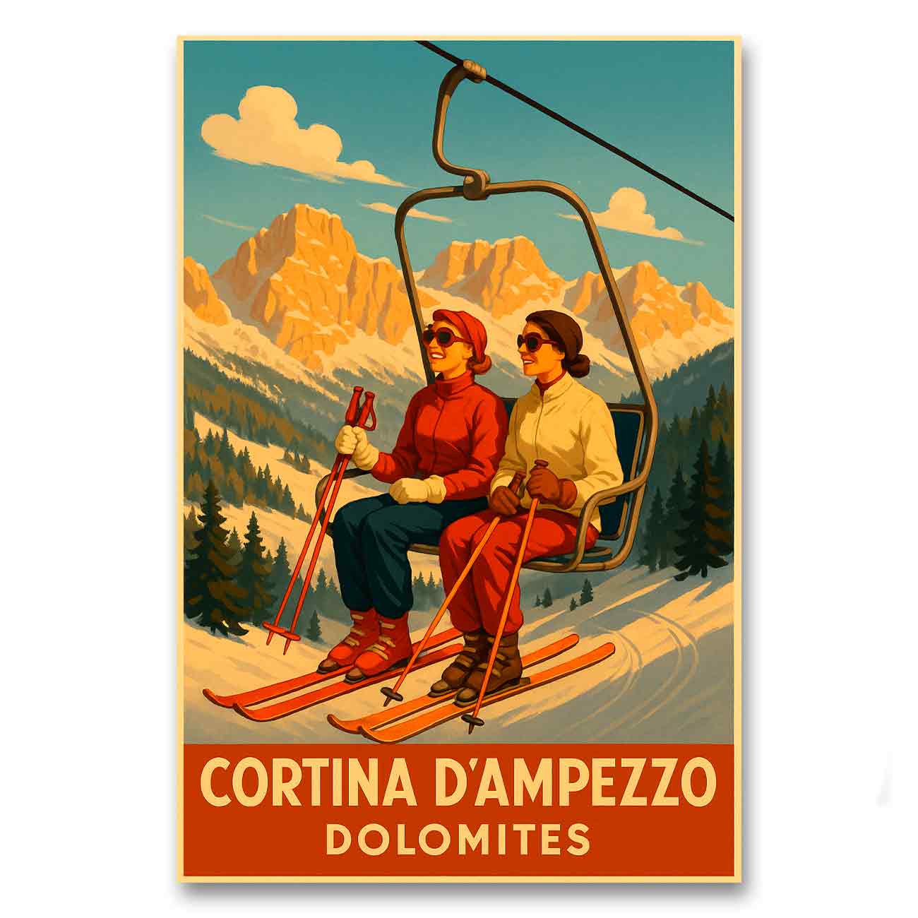 Vintagejuliste Cortina D´Ampezzo 2 50×75-1a