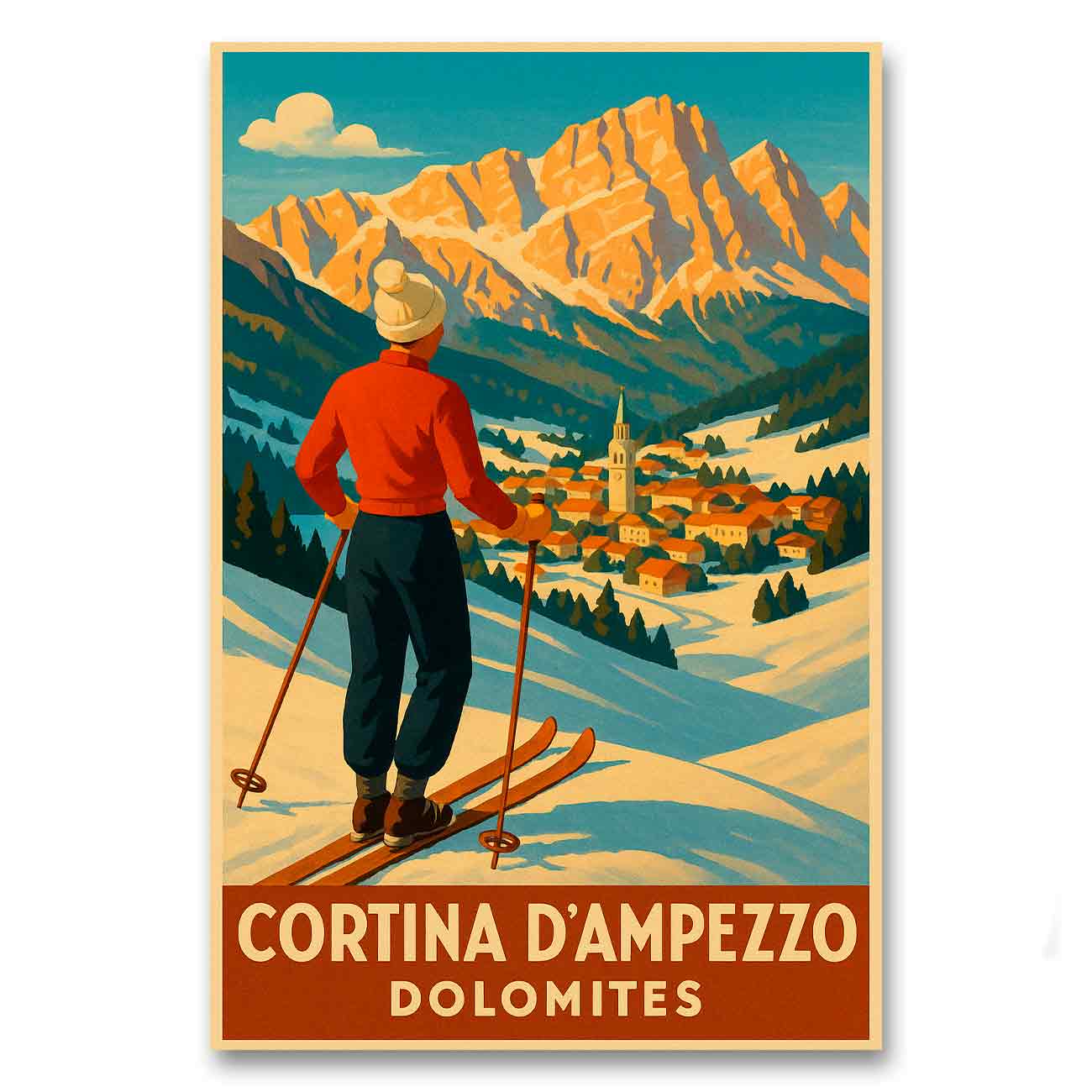 Vintagejuliste Cortina D´Ampezzo 3 50×75-2a