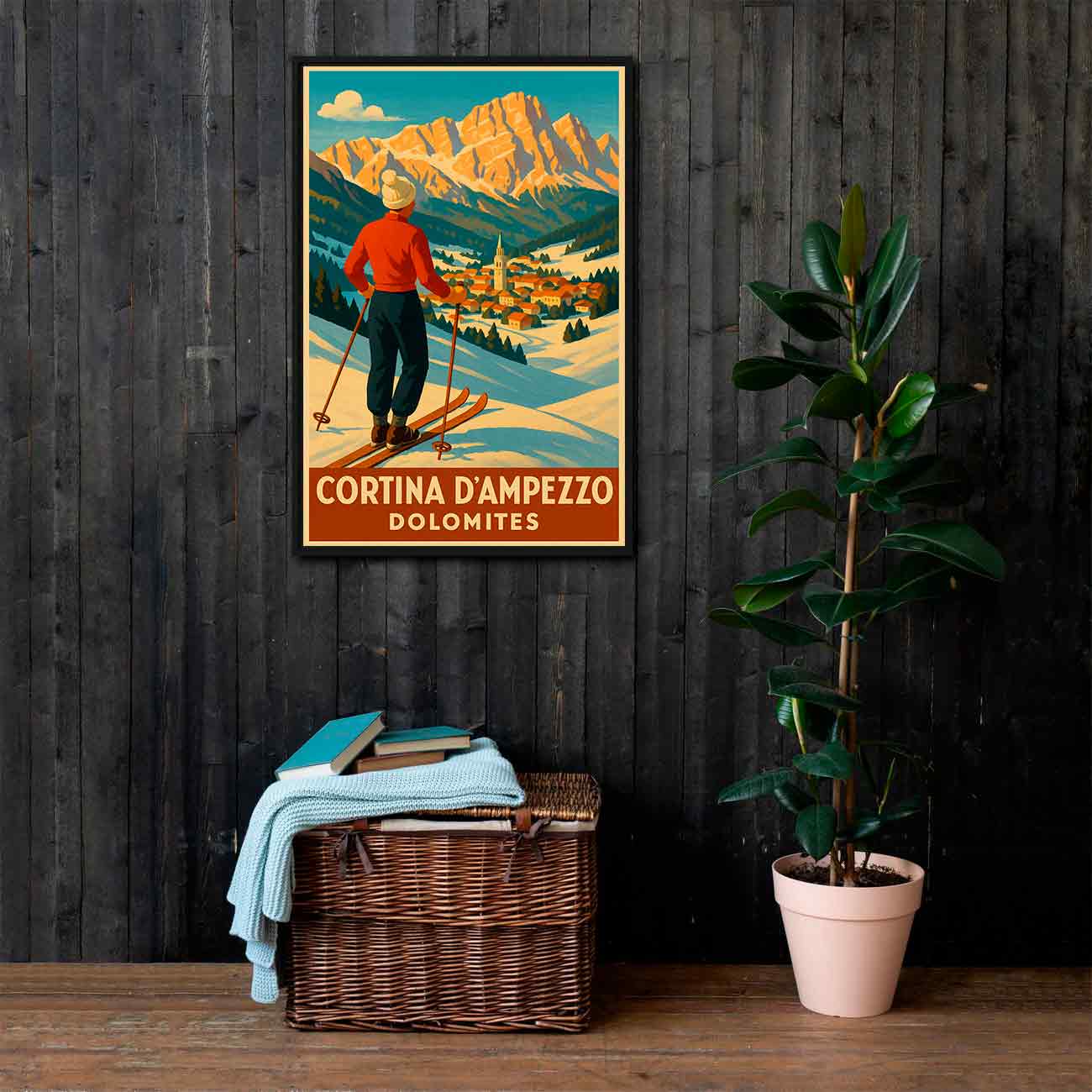 Vintagejuliste Cortina D´Ampezzo 3 50×75-2aaa