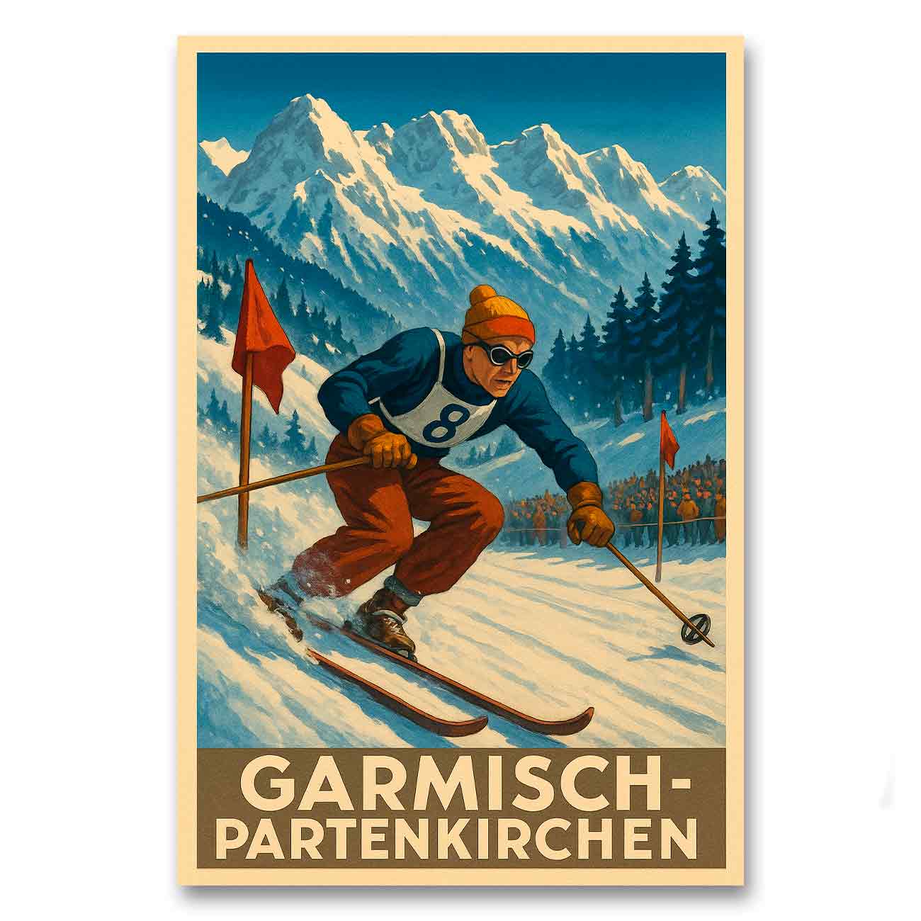 Vintagejuliste Garmisch Partenkirchen Ski 50×75-2a