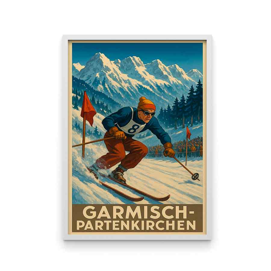 Vintagejuliste Garmisch Partenkirchen Ski 50×75-2aa
