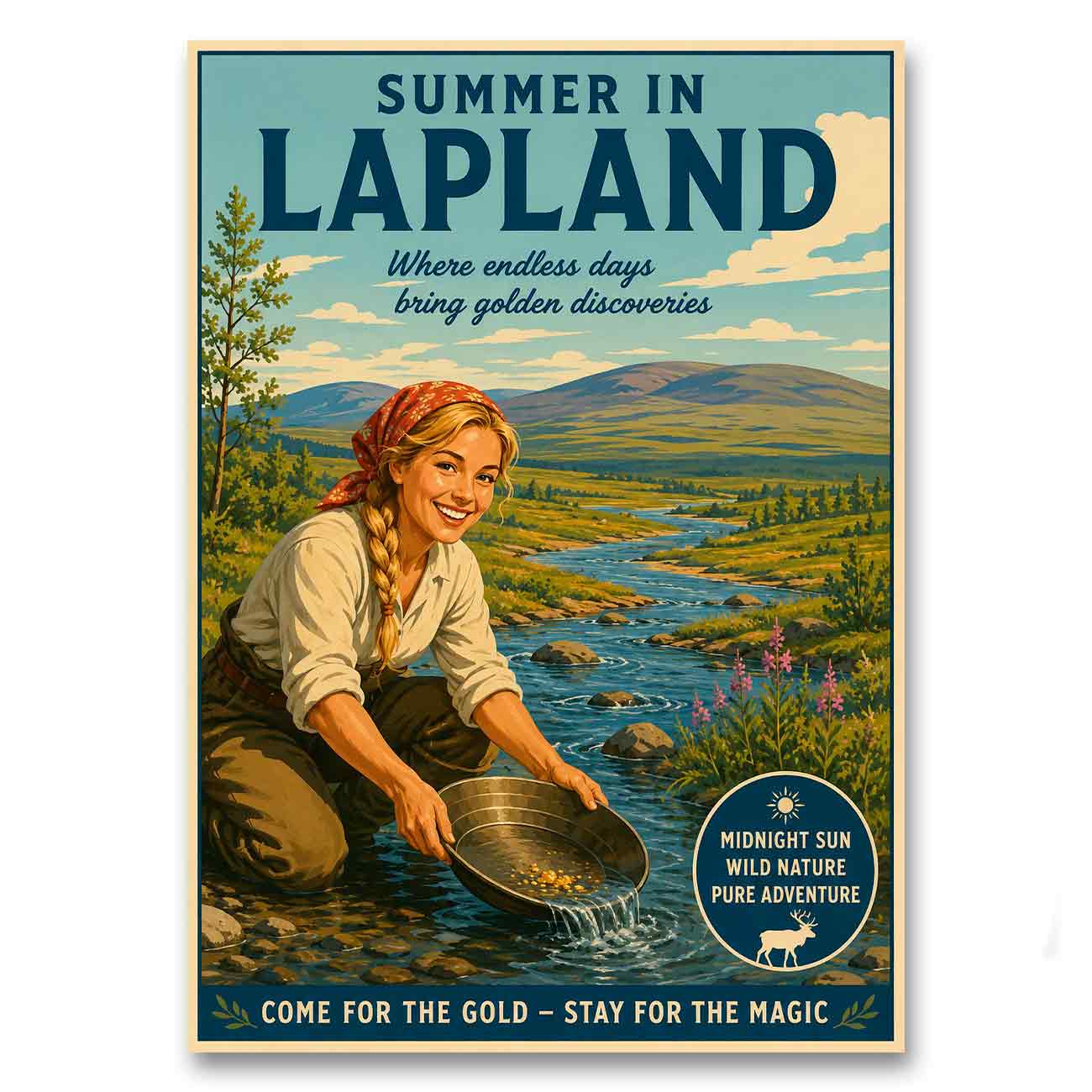 Juliste Lappi kullanhuuhdonta 6 LÖ 50×70 70x100a