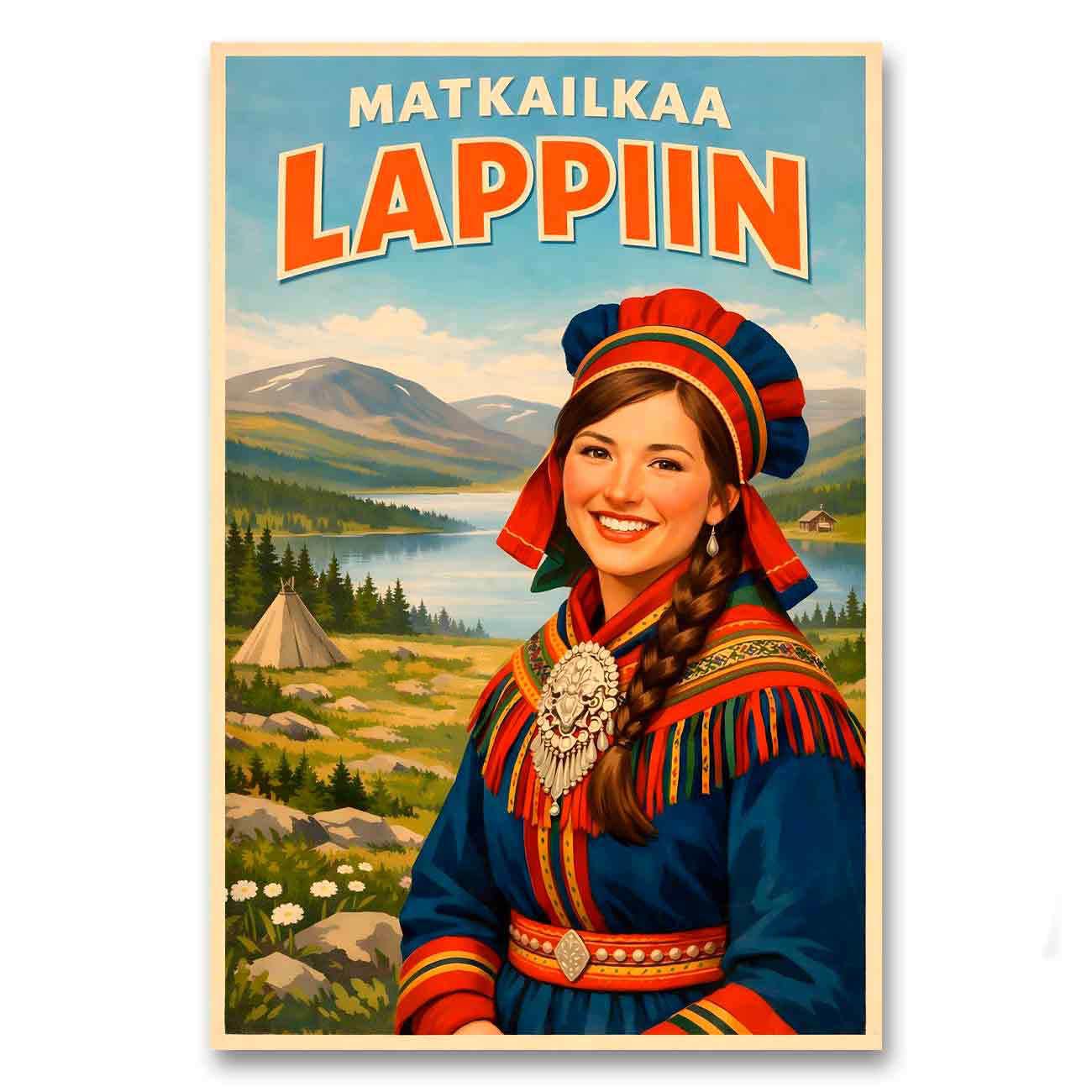 Juliste Lappi matkailkaa lappiin LÖ 50×75 70×105-1a