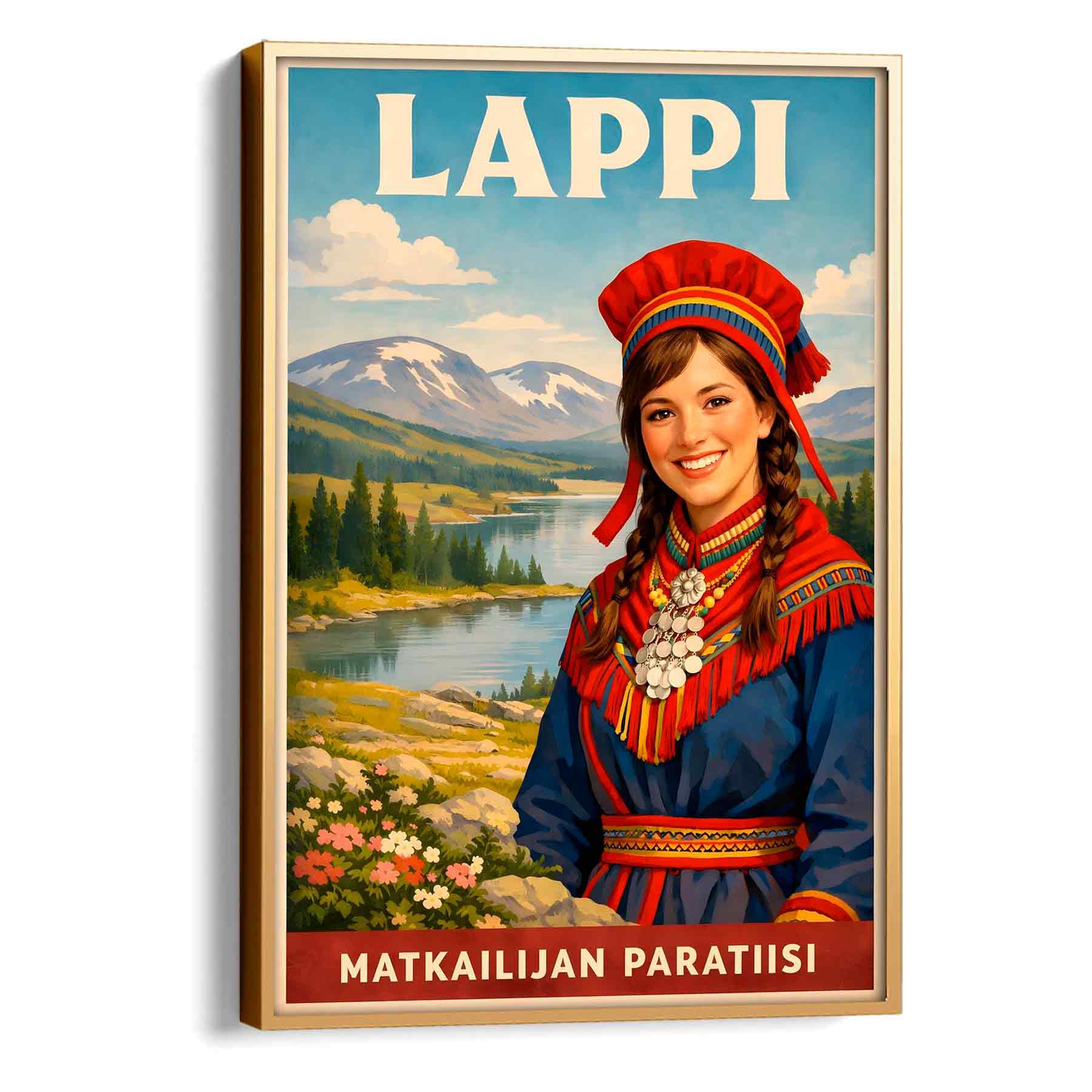 Juliste Lappi talvimaisema Matkailijan paratiisi LÖ 50×75 70×105-1aa