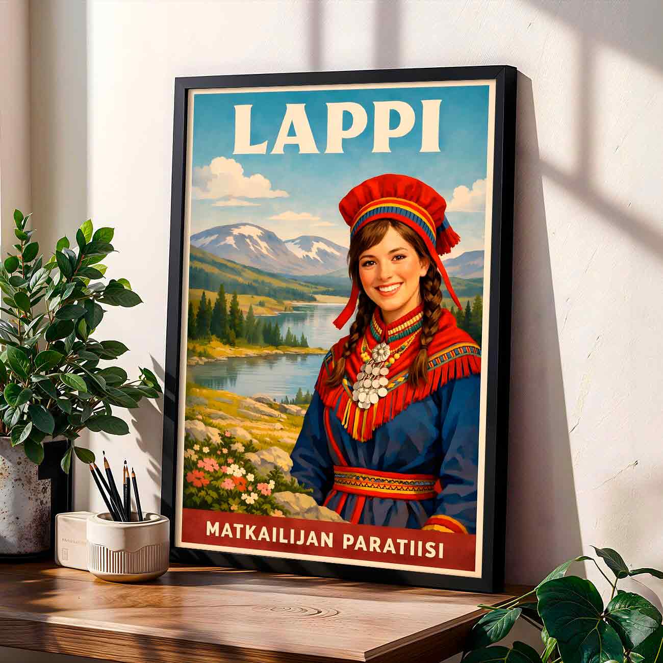 Juliste Lappi talvimaisema Matkailijan paratiisi LÖ 50×75 70×105-1aaaa