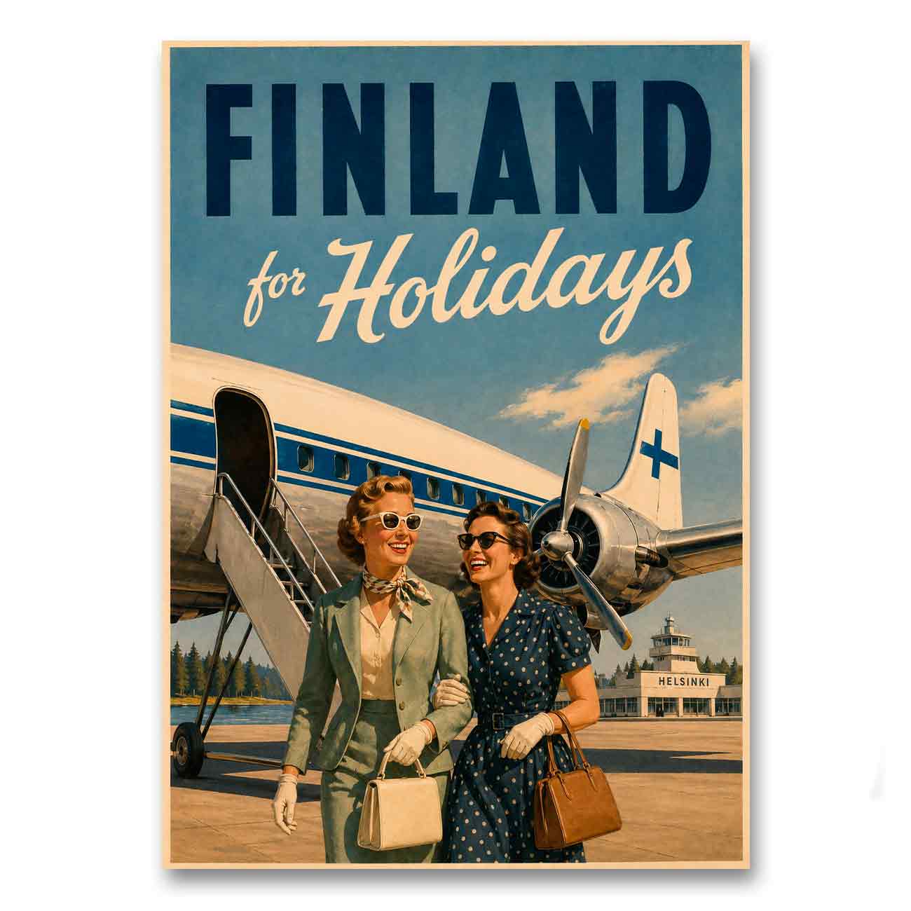 Juliste Matkailu Finland for Holidays Finnair LÖ 50×70 70x100a