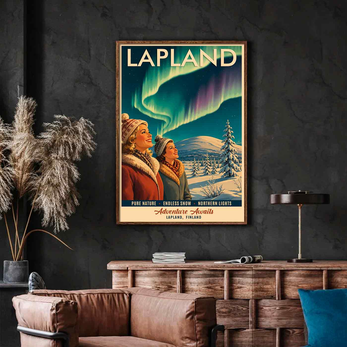 Juliste Matkailu Lappi Adventure Awaits LÖ 50×75 70x105aa