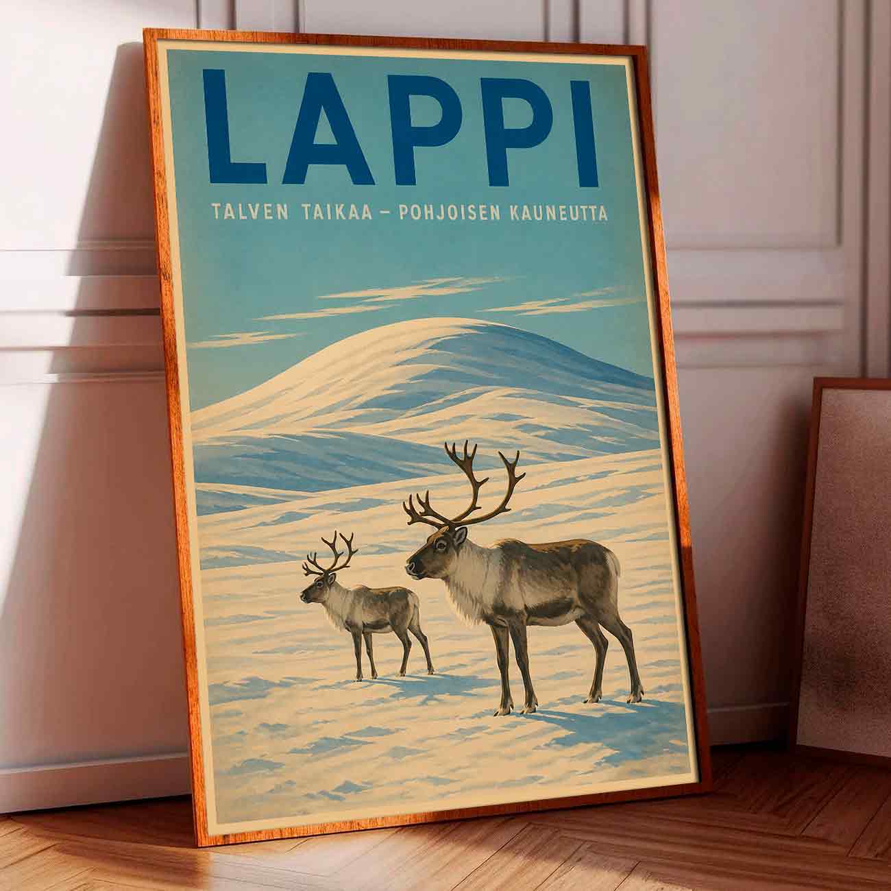 Juliste Matkailu Lappi porot tunturi LÖ 50×70 70x100aaa