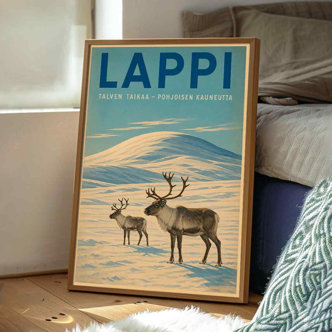 Juliste Matkailu Lappi porot tunturi LÖ 50×70 70x100aaaa