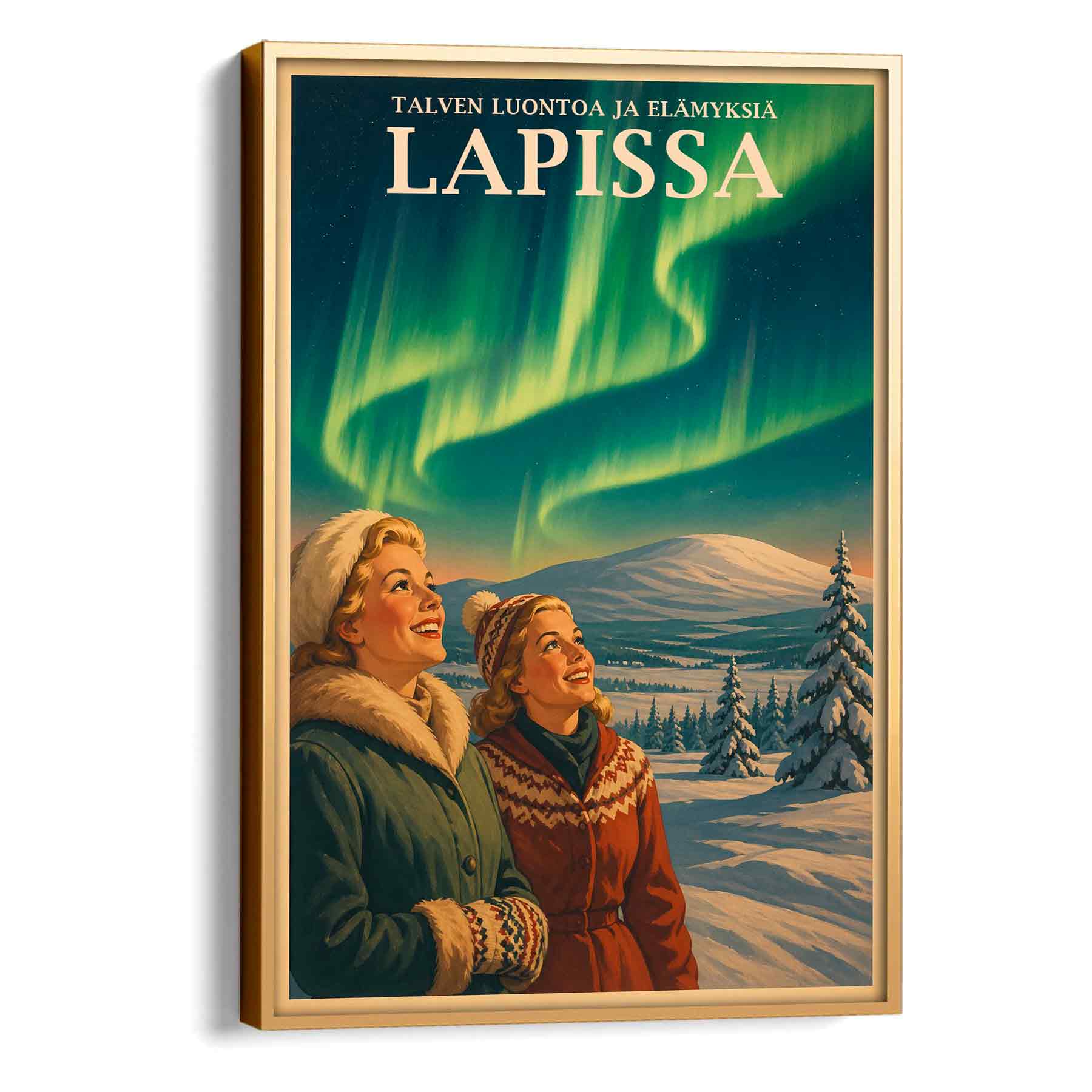 Juliste Matkailu Lappi revontulet LÖ 50×75 70x105baa