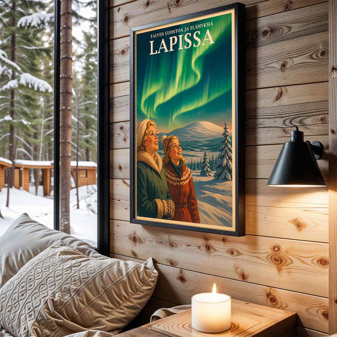 Juliste Matkailu Lappi revontulet LÖ 50×75 70x105baaa