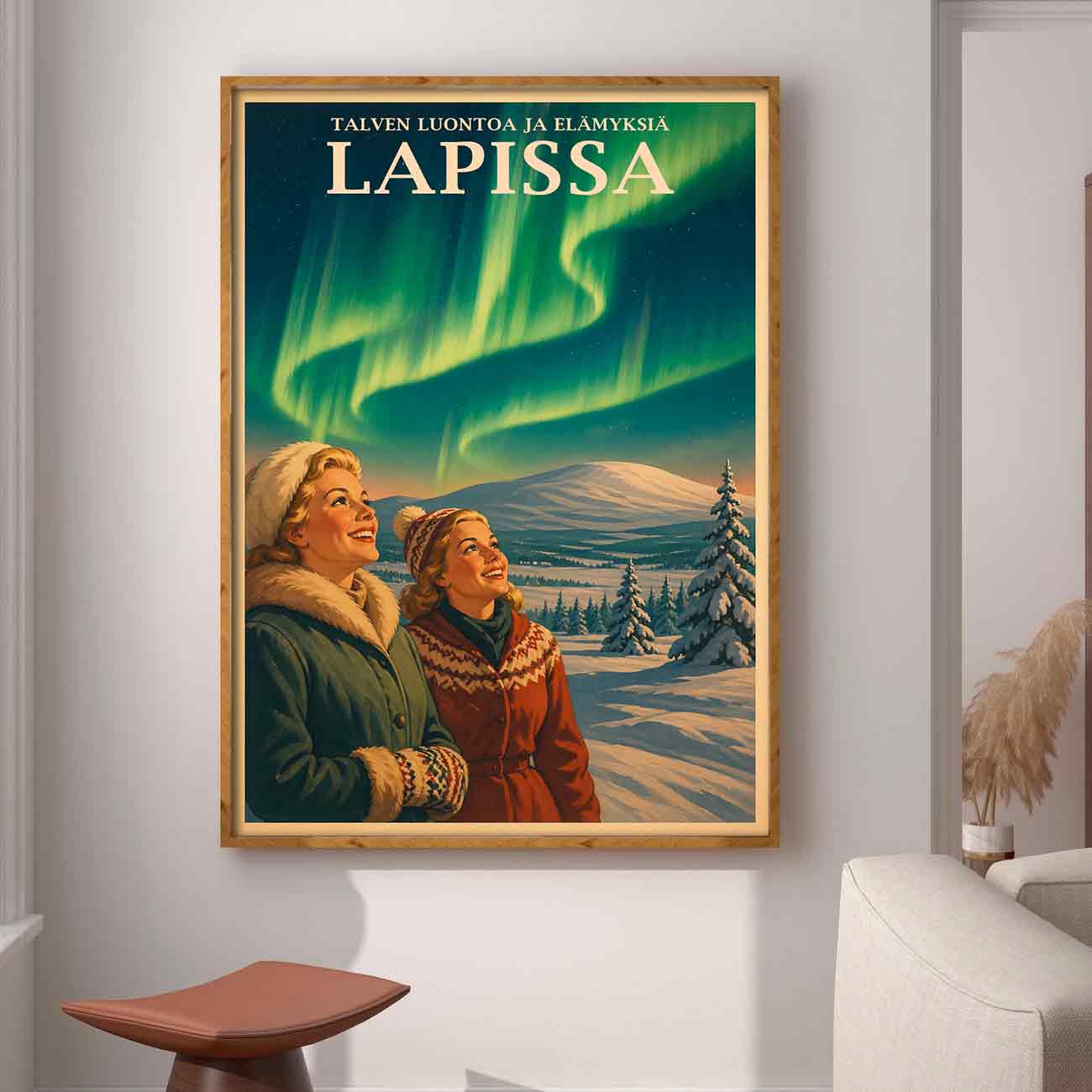 Juliste Matkailu Lappi revontulet LÖ 50×75 70x105baaaa