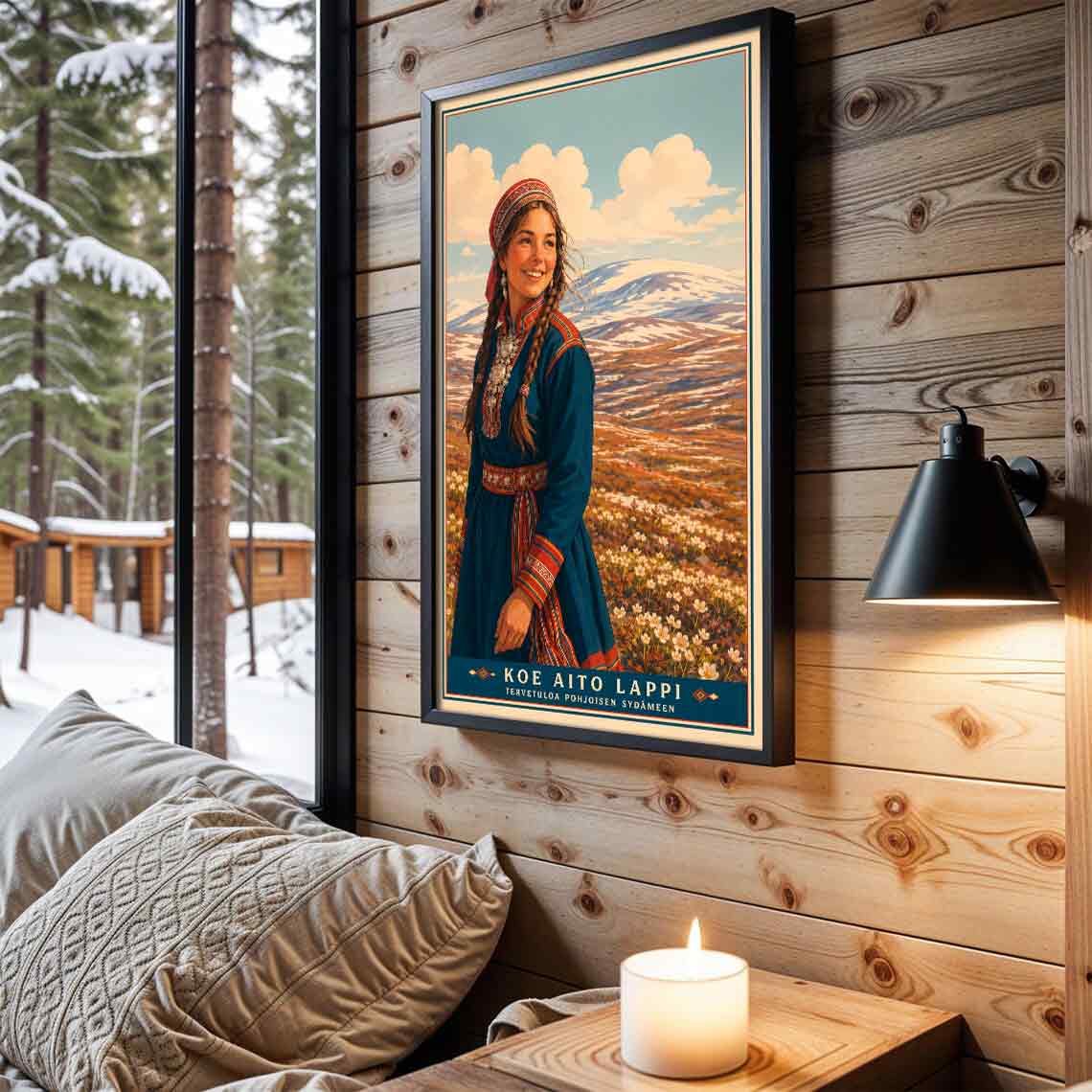 Juliste Matkailu Lappi syksy aito lappi LÖ 50×75 70x105aaa