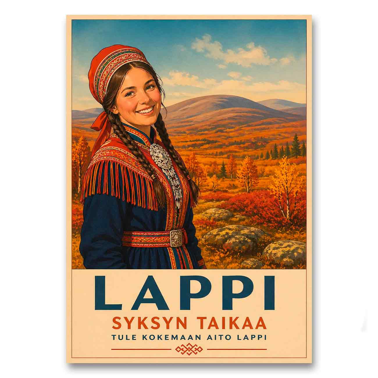 Juliste Matkailu Lappi syksyn taikaa LÖ 50×70 70x100a