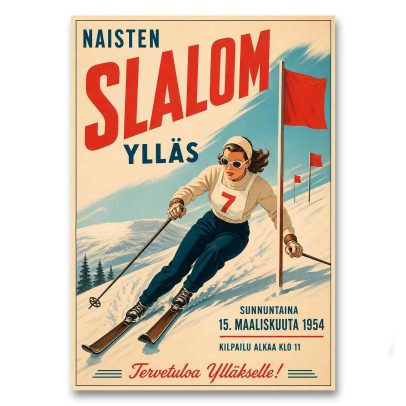 Juliste Naisten pujottelukilpailut Ylläs 1954
