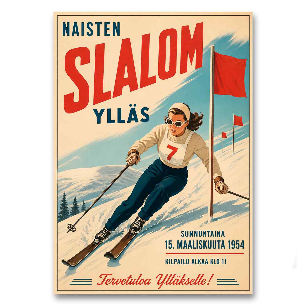 Juliste Urheilu Slalom Ylläs LÖ 50×70 70x100_1a